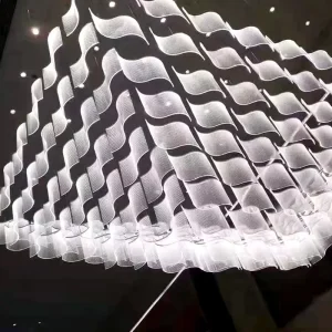 Customized Modern New Wavy Glass Chandelier LED Pendant Light Hanging Lamp for Lobby Hotel Project Lighting