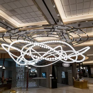 Customized Necklace Pendant Light Luxury Hotel Restaurant Villa Duplex Pearl Decoration Chandelier