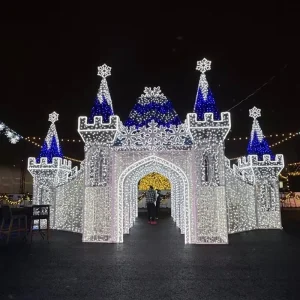 Customized Outdoor Christmas Lighting Sculpture 3d Tunnel LED Motif Light Artificial Entrance