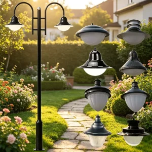 Customized Outdoor Garden Post Light Aluminum European Courtyard Lamp for Park Hoisting Villa Street Landscape Lighting