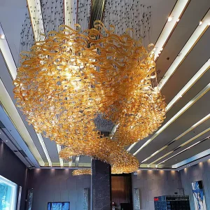 Customized Project Hanging Light Modern Glass Pendant Luxury Chandelier Light for Living Room Hotel Lobby Lighting Decoration