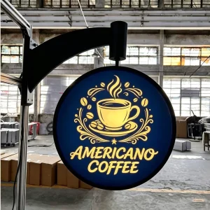 Customized Round Aluminum Frame Outdoor Advertising Rotating Light Box Wall Mounted Double Sided LED Lightbox