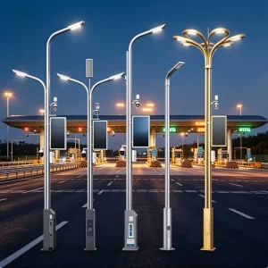 Customized Single Double Arm Smart Street Pole with 5G WiFi EV Charger CCTV IoT City Outdoor Light Pole LED IP65 AC