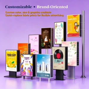 Customized Solar Powered Advertising Lightbox with Energy Saving LED Illuminated Display Outdoor Commercial Signage