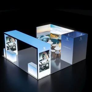 Customized Trade Booths with Tension Fabric LED Light Boxes for Trade Exhibitions