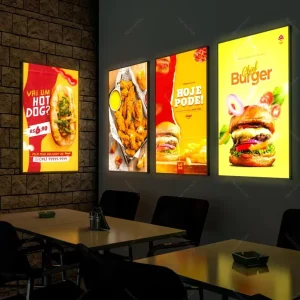 Customized Ultra Thin Movie Poster Aluminum Lightbox Ultra Slim LED Menu Board Light Boxes for Business Advertising Wall Sign