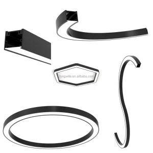 Customized Whole Circle LED Light Silver Color 1.5mm Thickness Suspended Office T5 6063 Aluminum Cutting Bending