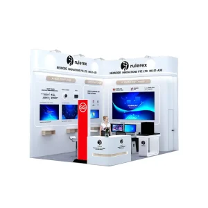 Customized Wooden Exhibition Booths with Seg Light Box TV Washable Shape CMYK Printing Any Color Guangdong Origin