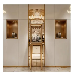 Customized Wooden Showcase Cabinet for Jewellery Stores Multi Layer Lacquer Process