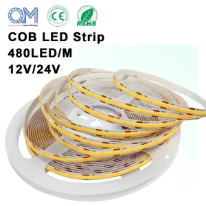 Cuttable COB LED Strip Light 12V 24V 8mm 480LEDs/m 4000K Neutral White Flexible Ribbon