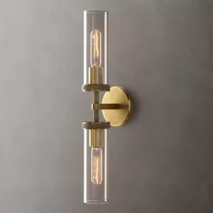 Cylinder Glass Wall Sconce Modern Minimalist Vertical Wall Light E26 Base Bulbs for Bathroom Hallway Hotel Interior Wall Fixture