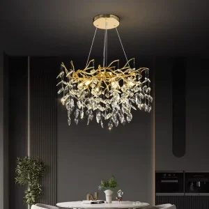 D23.6in Aluminum Branch Crystal Chandelier Living Room Raindrop American Style Pendant Lamp Hotels Customized Lightings