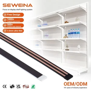 DC 12V 24V LED Sliding Guide Socket Rail Track System for Displays Cabinet Supermarket Shelves