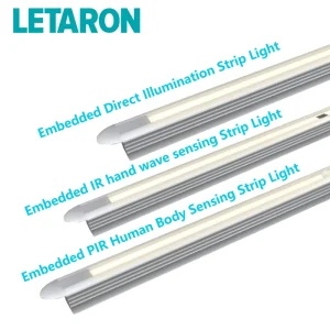 DC 12V/24V Modern Embedded Direct Illumination LED Strip Light 3000K 4000K 6000K CRI90 8W/M Aluminum Alloy Cabinet Closet