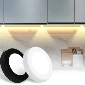 DC12V 24V Recessed Mounted LED Down Light 3” LED Puck Light Under Counter Light for Cabinet Closet