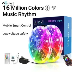 DC12V 24V SMD5050 Smart RGB LED Strip Light Kit WiFi Music Sync IP20 IP65 Color Changing Tape for Gaming Bedroom