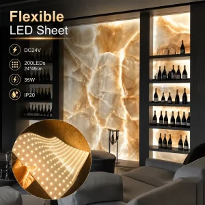 DC24V Flexible LED Backlight Sheet 6000K 420LEDs 35W LED Light Panel for Kitchen Marble Countertop Backlight