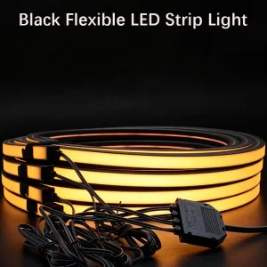 DC24V Full Black Acoustic Linear Slat Wall Grille for LED Strip Lights CRI 90 Waterproof Recessed IP67 Rating