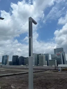 DG 50W Integrated Cylindrical Square Pole Solar Street Light for Parking Lot Community Trails Parks Plazas Pedestrian Streets