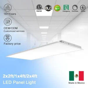DLC 1×4 LED Panel Light Flicker Free 5CCT Selectable 3500-6500K 5-Watt Selectable 25-50W 0-10V Dimmable Retail Showroom Office