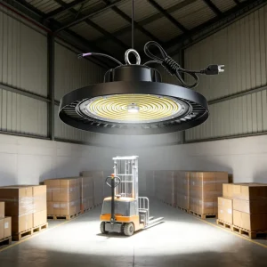 DLC ETL 1-10V Dimmable 150lm/W 60-240W UFO High Bay Lights 347V 480V AC Industrial Warehouse High Bay Ceiling Fixture