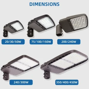 DLC ETL 150W Smart Led Parking Lot Light Aluminum Body AC Power IP67 Rating ROHS Certified Outdoor for Parking Lot Street