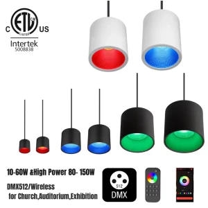 DMX Wireless WiFi Control 30W 40W 50W 80W 100W 120W 150W CCT Tunable RGB RGBW Deep Reflector Pendant Downlight