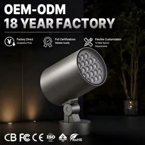 DMX512 RGBW AC COB LED Outdoor Projector Precision Adjustable Aim Decorative Accent Spotlight for Commercial Wall Illumination