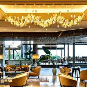DUOMEIJU Modern Hotel Lobby Villa Room Decoration Oval Crystal Pendant Light Large Project LED Chandeliers Adjustable Height AC
