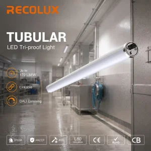 Damp Proof LED Tubular Light IP69K Weatherproof Luminaires for Garage Warehouse and Wet Locations