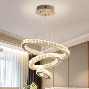 Decoration Circle Ring Chandelier Hanging Lamp Luxury Modern LED Crystal Triple for Dining Room Living Room Pendant Light