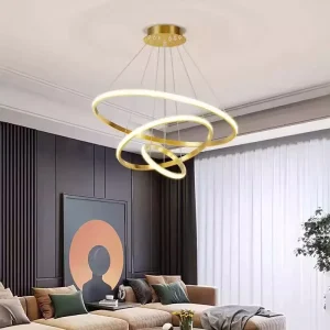 Decorative Black Hanging Pendant Lights for Living Room Restaurant Circle Ring Ceiling Luxury Modern LED Chandelier