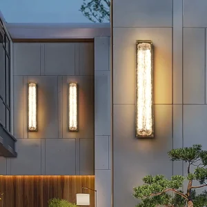 Decorative Crystal Wall Sconce IP65 Stainless Steel LED Outdoor Wall Lamp for Hallway Bedroom Long