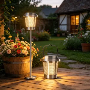 Decorative Solar Garden Lights Stainless Steel Outdoor Waterproof Modern LED Lawn Lamp for Yard Patio Walkway Landscape Lighting