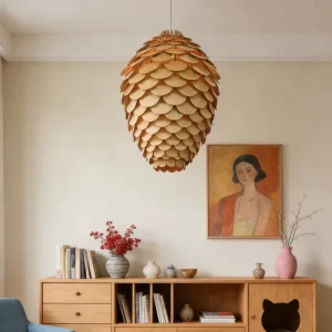 Decorative Wood Handmade Pendant Light Retro American Vintage Wooden Chandelier Lighting Fixture
