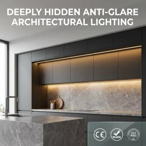 Deeply Hidden Recessed LED Cabinet Light Anti Glare Solder Free Plug Play Linear Wardrobe Sconce 10x10mm Slotting Grey