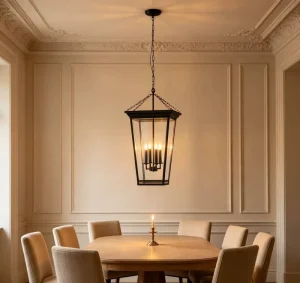 Deluxe Quality Iron Black Hanging Lantern Chandelier Pendant Lamp for Home Hotel Kitchen Dining Room Staircase Ceiling Decor