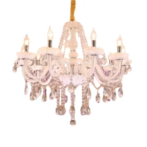 Designer Luxurious Hanging Modern Crystal LED Pendant Adjustable Height Warm White Chandelier 360
