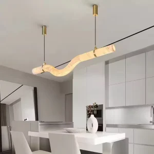 Designer Luxury Simple Small Chandelier Natural Marble Restaurant Bedroom Study Bar Alabaster Hanging Pendant Light
