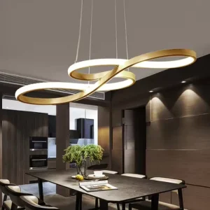 Designer Minimalist Nordic Lights Restaurant Living Room Iron Curved Linear Ring Pendant Light