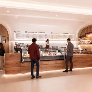 Dessert Shop Customizable Interior Design Furniture Wooden Kiosk Bakery Shop Exhibition Counter Decorative Lighting