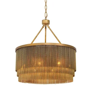 Diameter 60 90cm Round Tassel Antique Brass Copper Pendant Light Indoor Ceiling Lighting Chandelier Black