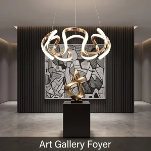Diameter Modern Ring LED Chandelier Dimmable Irregular Curve Hanging Pendant Light for Indoor Home Lighting