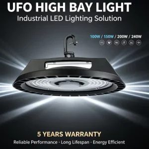 Die Cast Aluminum IP65 Waterproof 100W UFO High Bay Light for Warehouse Industrial Lighting with Sensor Control