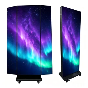 Digital Roll up Banner Foldable LED Poster Screen Reusable Electronic Pull up Signage