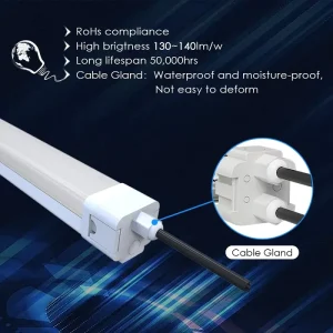 Dimmable CCT & Wattage Selectable LED Linear Highbay 20W 35W 45W 140lm/W IP65 IK08 Suitable for Parking Place