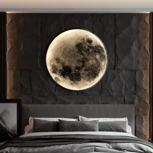 Dimmable Indoor Wall Mounted Ceiling Light Creative Bedside Round Decoration Modern LED Moon Wall Lamps