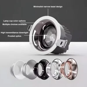 Dimmable LED Downlight Anti Glare CCT 3000K Recessed Ceiling Light 10W 20W 30W Aluminum Housing COB Down Light for Hotel