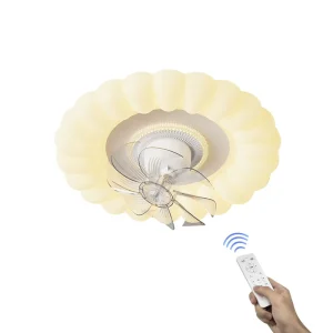Dimmable LED Lamp Remote Control 360 Degree Modern Home Office Decorative 3 Color Changeable 20 Inch Ceiling Fan High CRI 90
