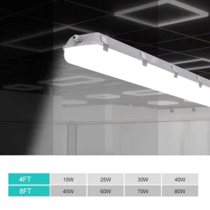 Dimmable LED Tri Proof Light Fixture Outdoor Vapor Tight Emergency Lamp with Motion Sensor